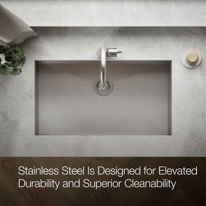 KOHLER K-RH20912 Lyric 32" Undermount Single-bowl Kitchen Sink, Stainless Steel - Detail image of a product feature