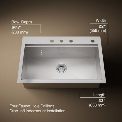 3/4 view of product with dimensions