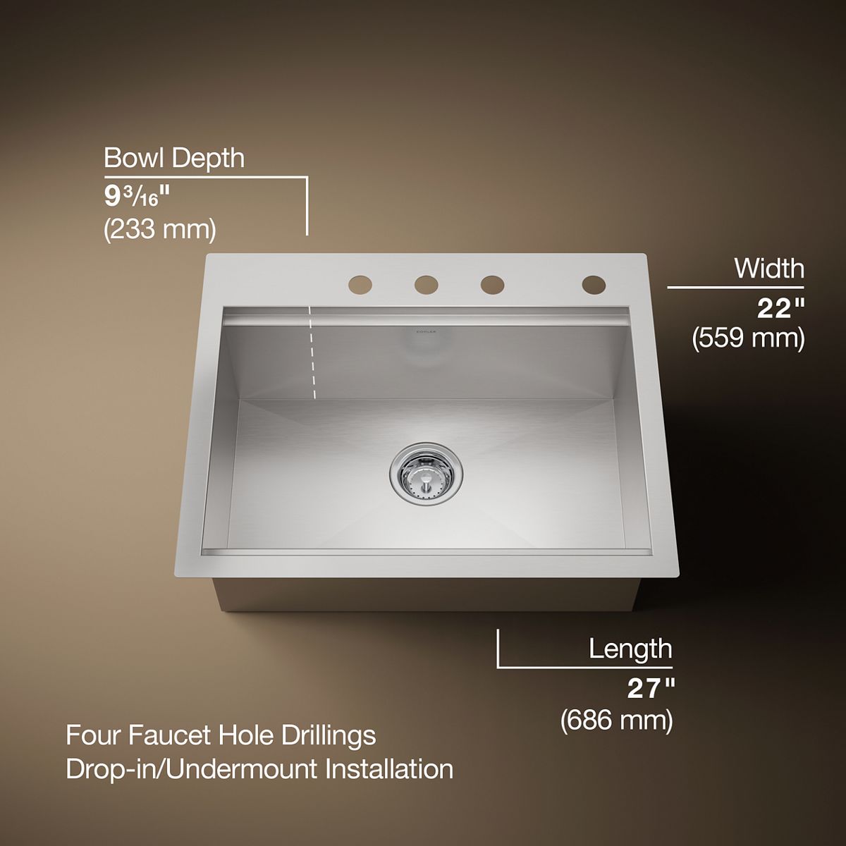 3/4 view of product with dimensions