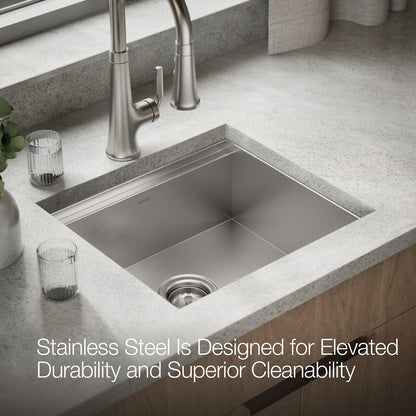 KOHLER K-RH23377-1PC Lyric Workstation 20-1/2" Top-/under-mount Single-bowl Bar Sink, Stainless Steel - Detail image of a pro
