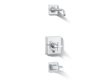 KOHLER K-T13133-3AL Pinstripe Pure Rite-Temp bath and shower trim kit with push-button diverter and cross handle, without showerhead
