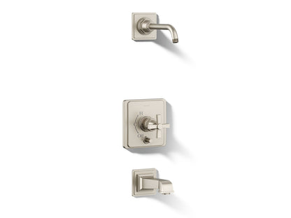 KOHLER K-T13133-3AL Pinstripe Pure Rite-Temp bath and shower trim kit with push-button diverter and cross handle, without showerhead