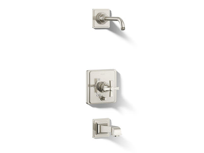 KOHLER K-T13133-3AL Pinstripe Pure Rite-Temp bath and shower trim kit with push-button diverter and cross handle, without showerhead