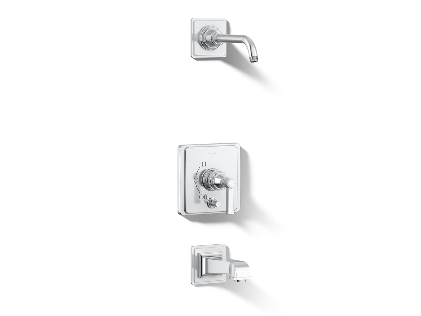 KOHLER K-T13133-4AL Pinstripe Pure Rite-Temp bath and shower trim kit with push-button diverter and lever handle, without showerhead
