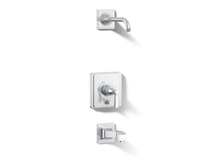 KOHLER K-T13133-4AL Pinstripe Pure Rite-Temp bath and shower trim kit with push-button diverter and lever handle, without showerhead