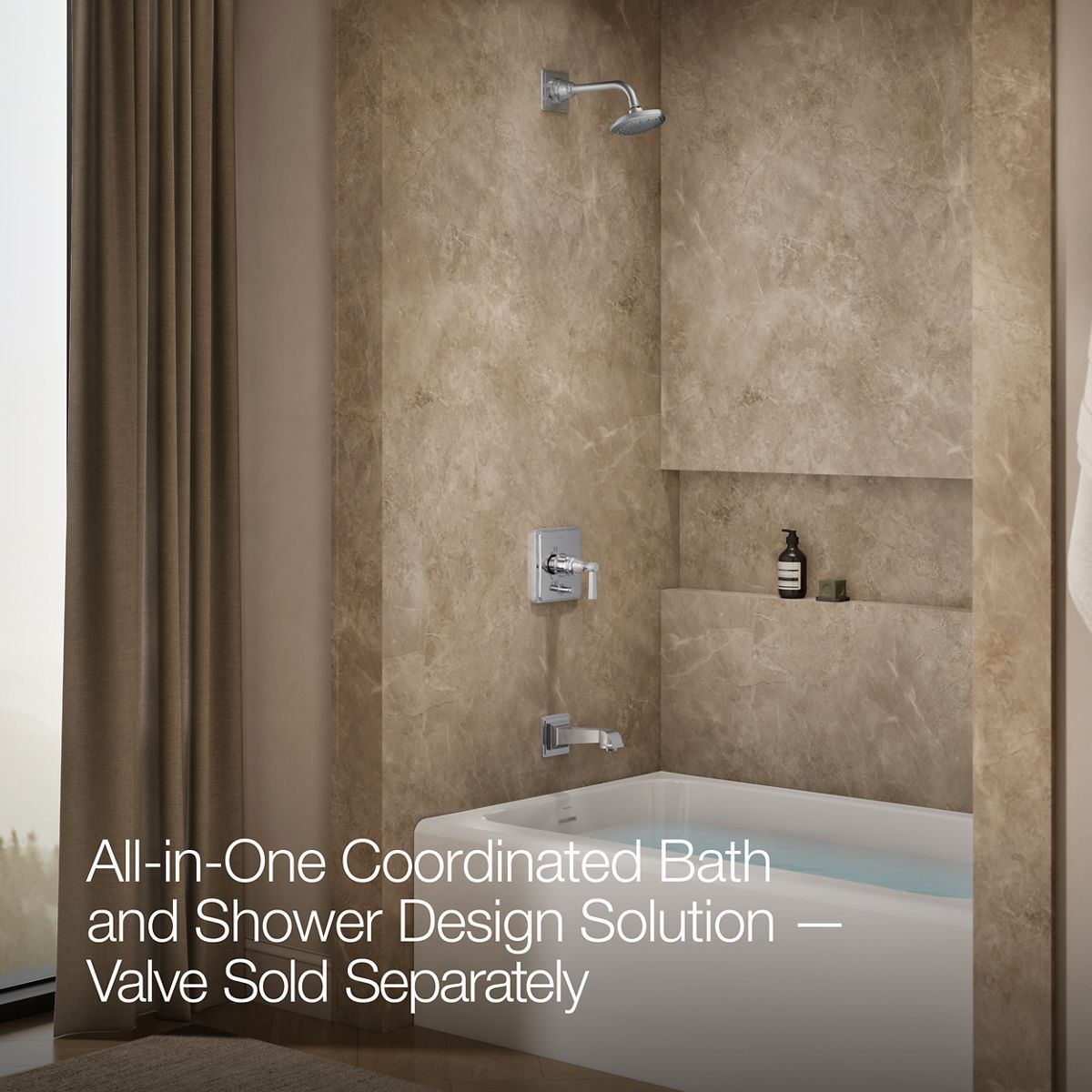 KOHLER K-T13133-4AL Pinstripe Pure Rite-Temp bath and shower trim kit with push-button diverter and lever handle, without showerhead
