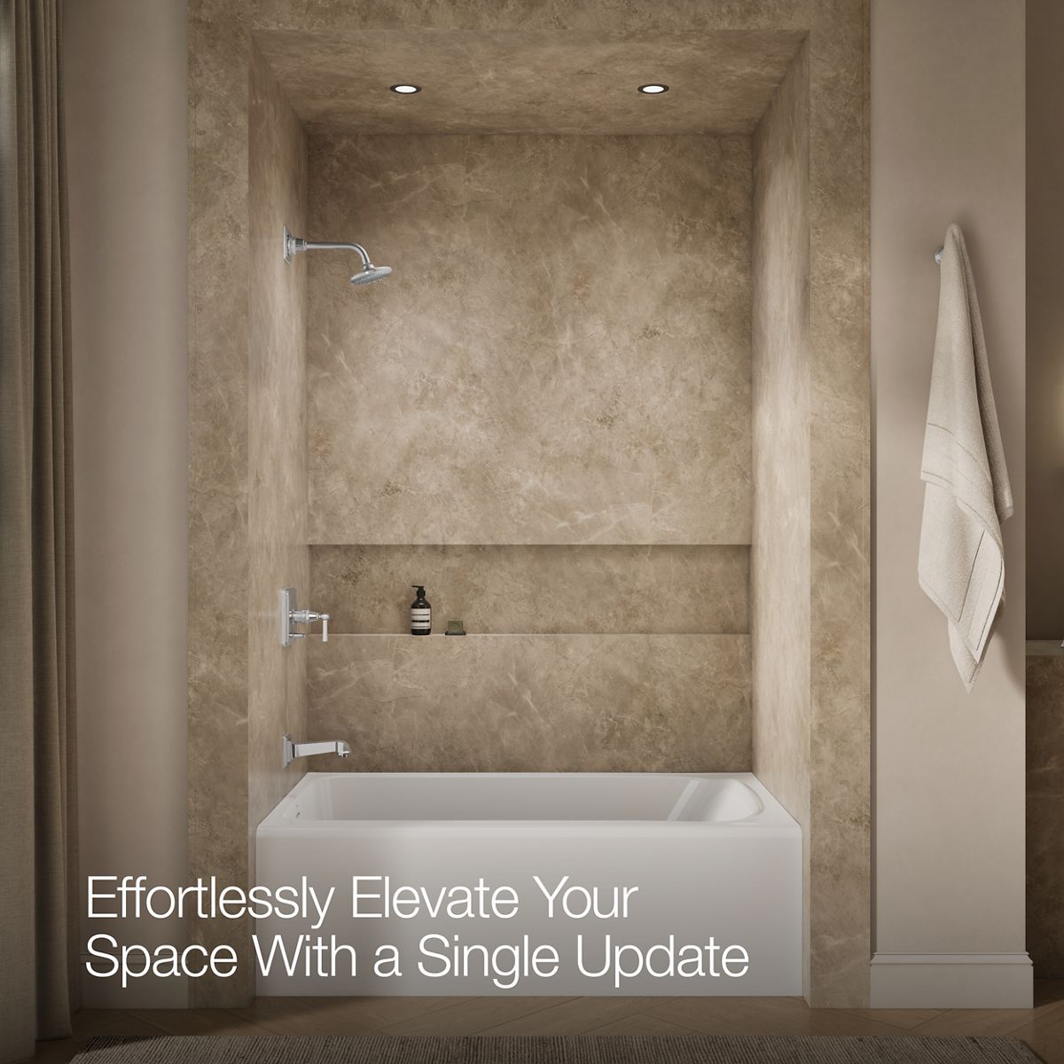 KOHLER K-T13133-4AL Pinstripe Pure Rite-Temp bath and shower trim kit with push-button diverter and lever handle, without showerhead