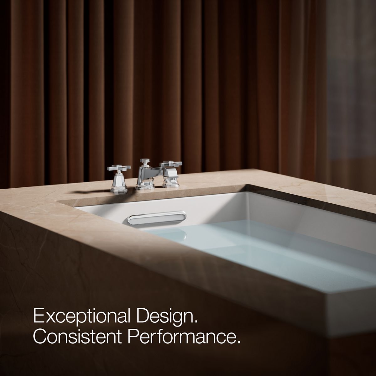 KOHLER K-T13140-3A Pinstripe Pure Deck-mount bath faucet trim with cross handles