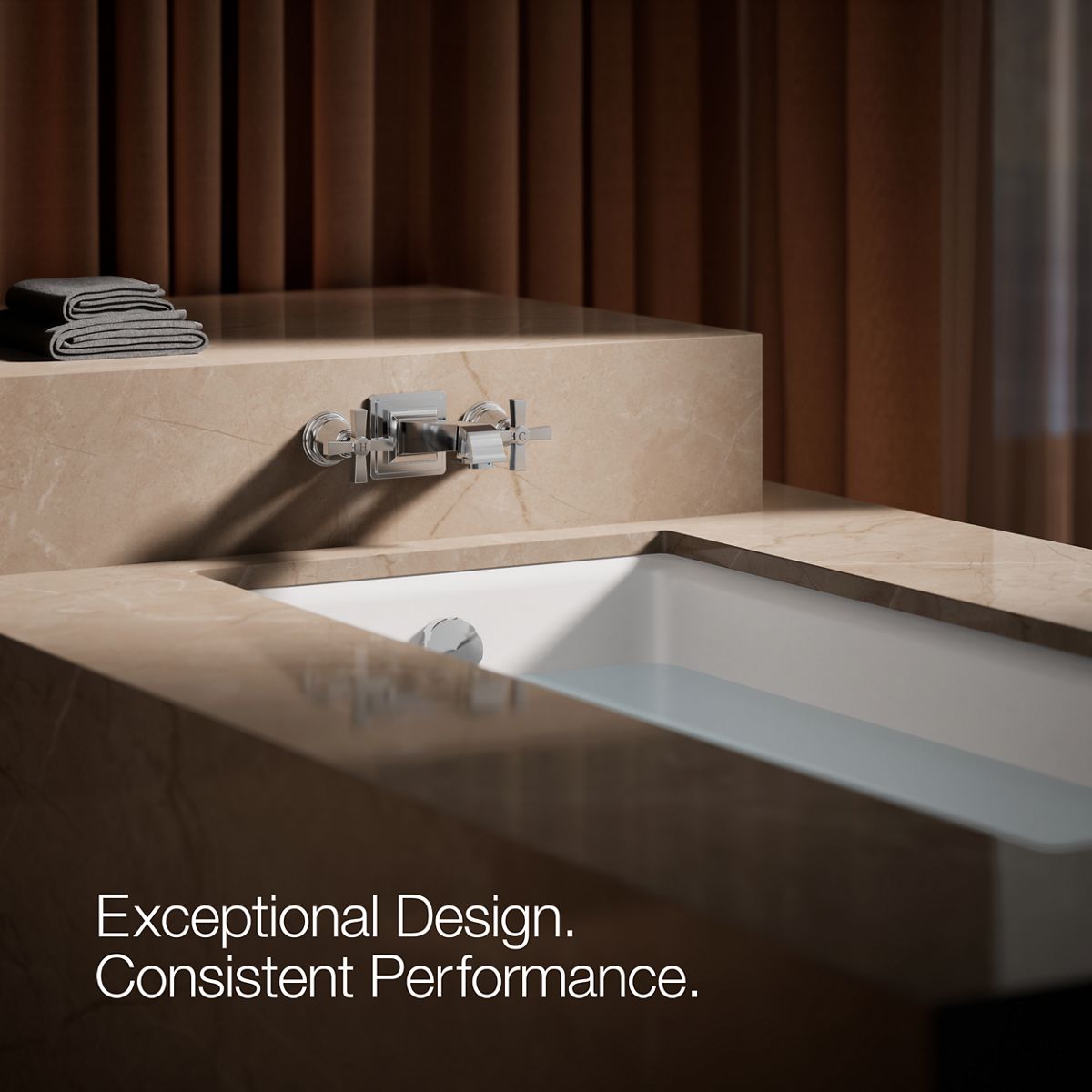 KOHLER K-T13141-3A Pinstripe Pure Deck-mount bath faucet handle trim with Cross design