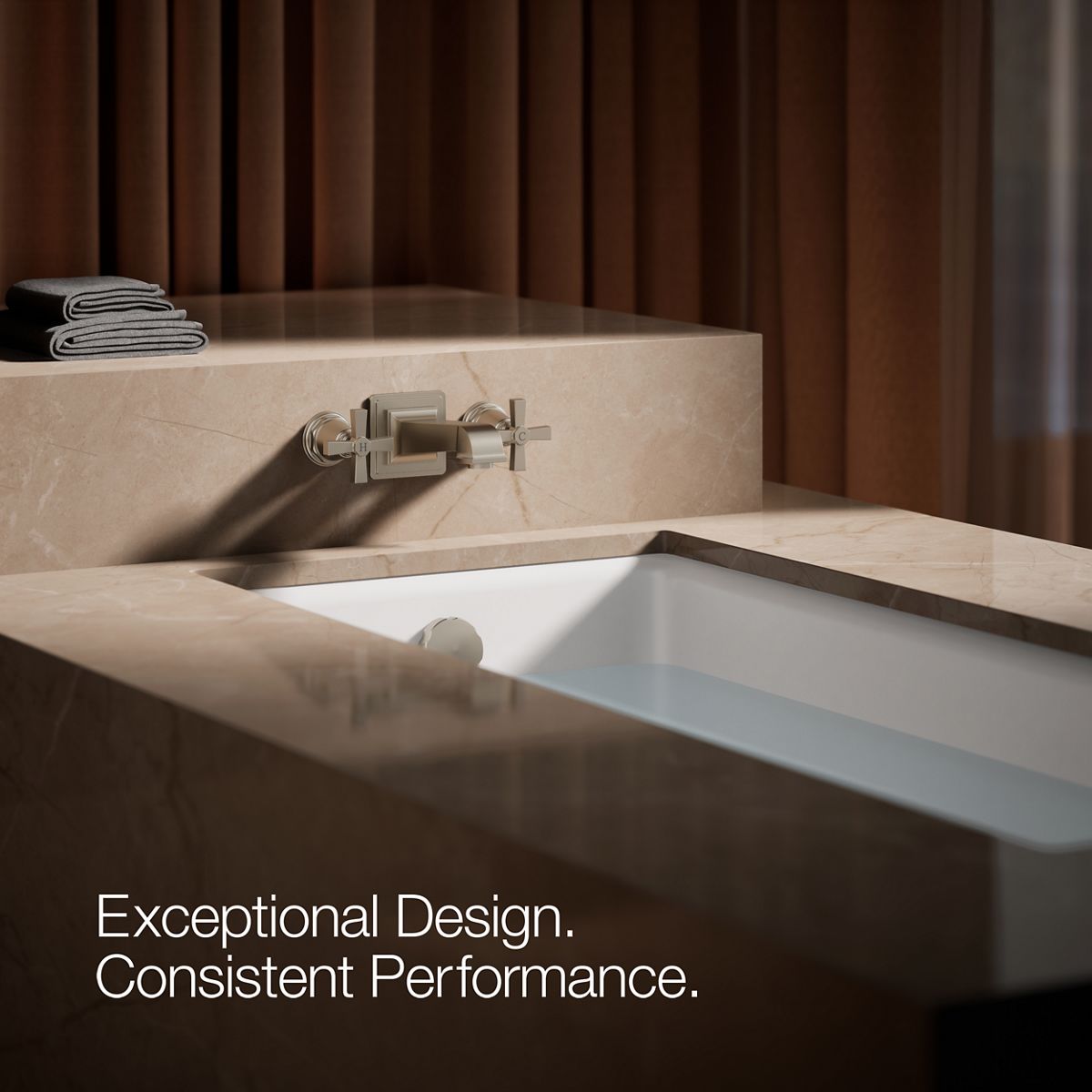 KOHLER K-T13141-3A Pinstripe Pure Deck-mount bath faucet handle trim with Cross design