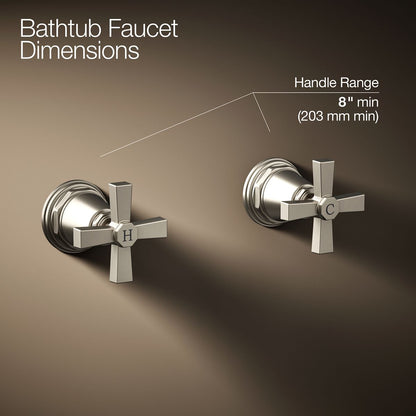 KOHLER K-T13141-3A Pinstripe Pure Deck-mount bath faucet handle trim with Cross design