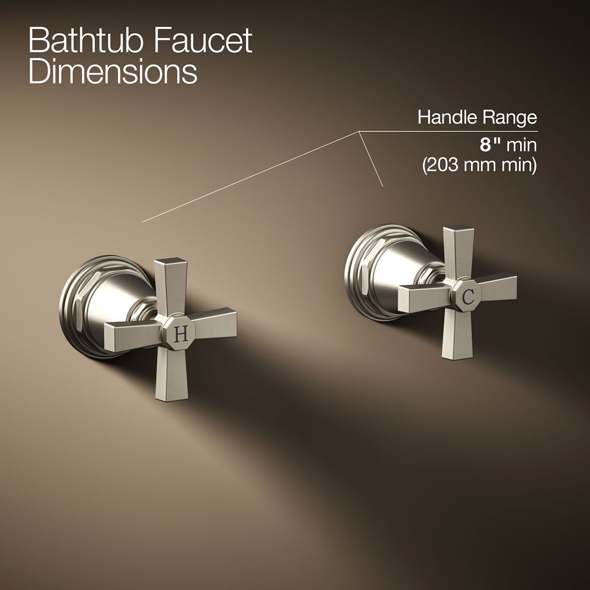 KOHLER K-T13141-3A Pinstripe Pure Deck-mount bath faucet handle trim with Cross design