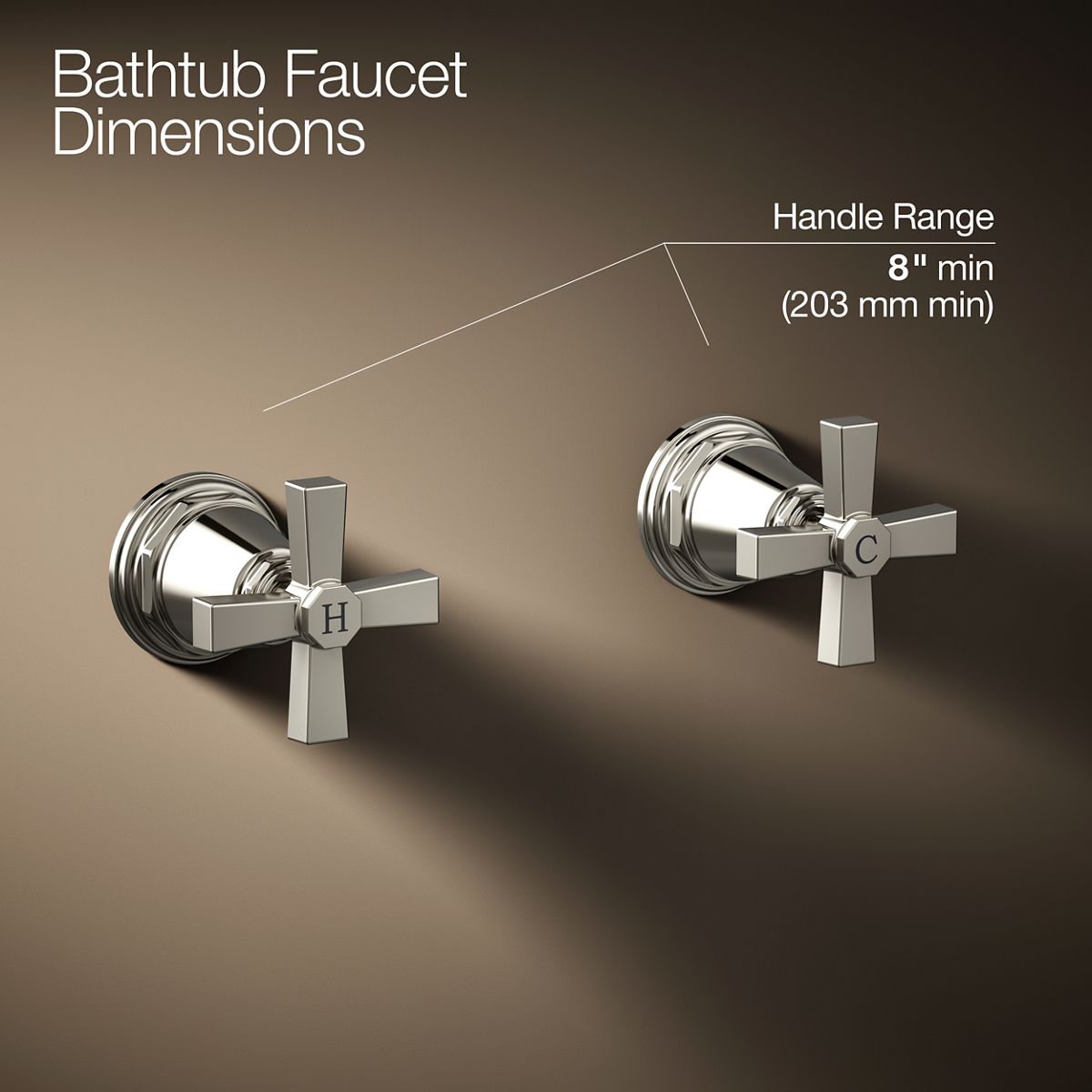 KOHLER K-T13141-3A Pinstripe Pure Deck-mount bath faucet handle trim with Cross design