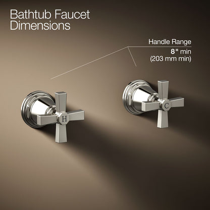 KOHLER K-T13141-3A Pinstripe Pure Deck-mount bath faucet handle trim with Cross design