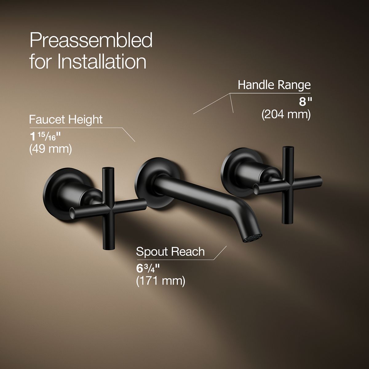 KOHLER Purist Wall-mount bathroom sink faucet trim with Cross handles, 1.2 gpm