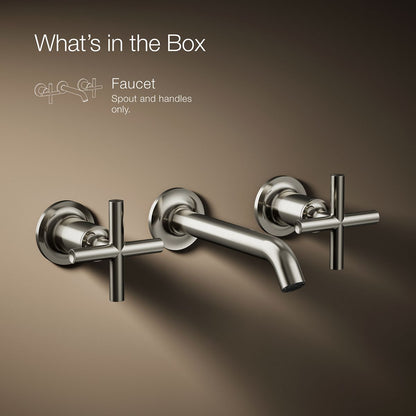 KOHLER Purist Wall-mount bathroom sink faucet trim with Cross handles, 1.2 gpm