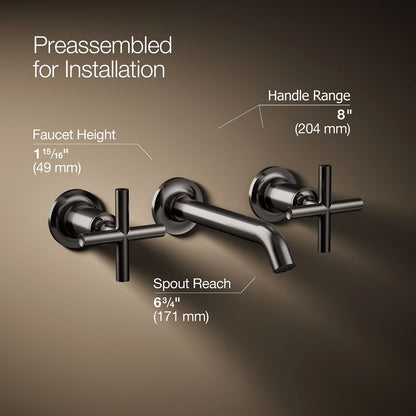 KOHLER Purist Wall-mount bathroom sink faucet trim with Cross handles, 1.2 gpm