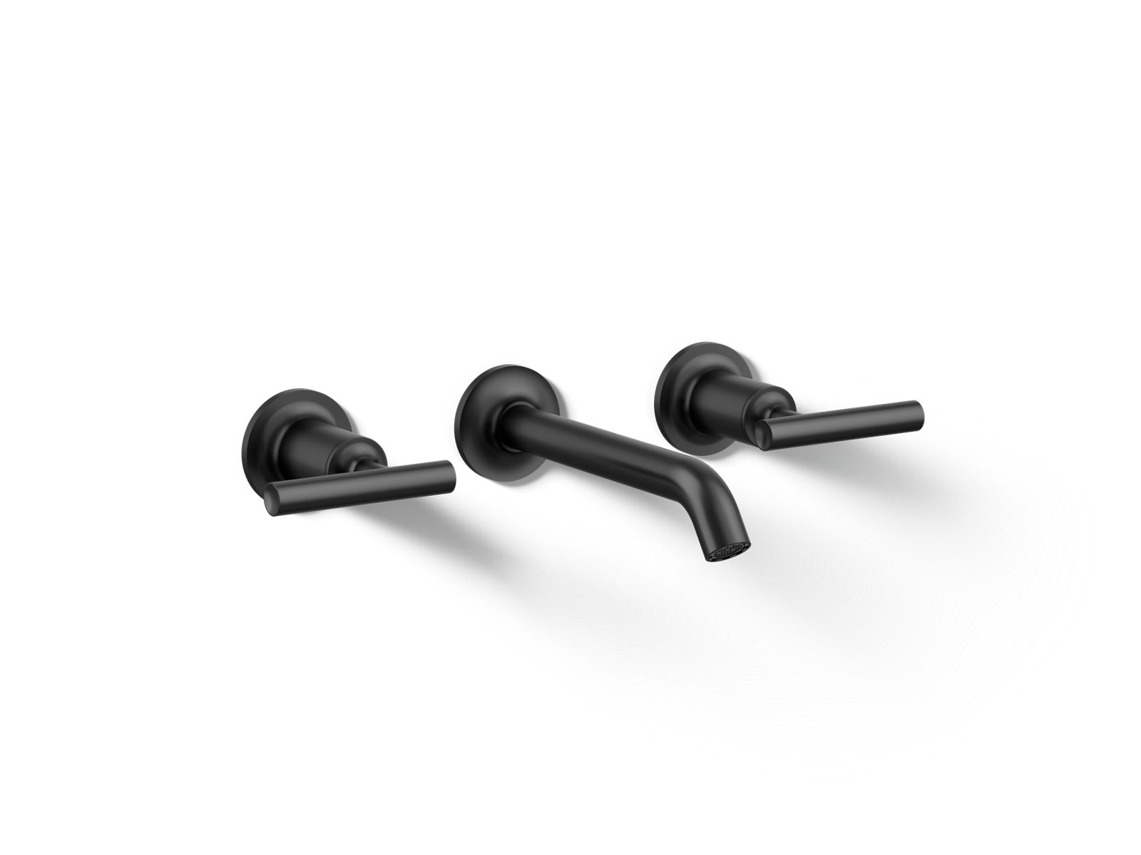 KOHLER K-T14413-4 Purist Wall-mount Bathroom Sink Faucet Trim with Lever Handles, 1.2 GPM, matte black