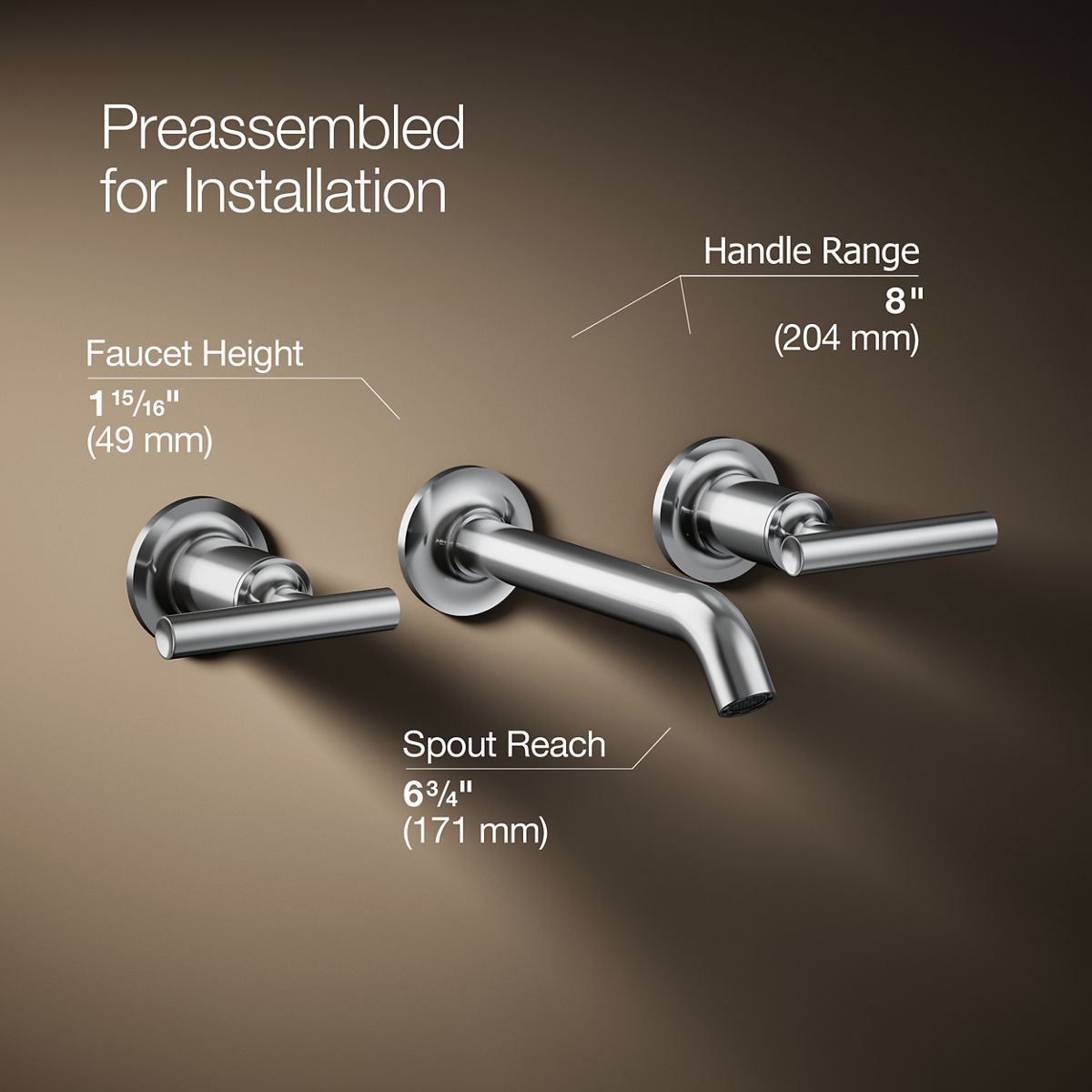 KOHLER K-T14413-4 Purist Wall-mount Bathroom Sink Faucet Trim with Lever Handles, 1.2 GPM, polished chrome - view 2