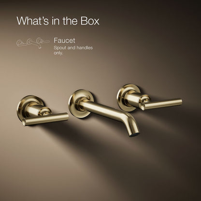 KOHLER K-T14413-4 Purist Wall-mount Bathroom Sink Faucet Trim with Lever Handles, 1.2 GPM