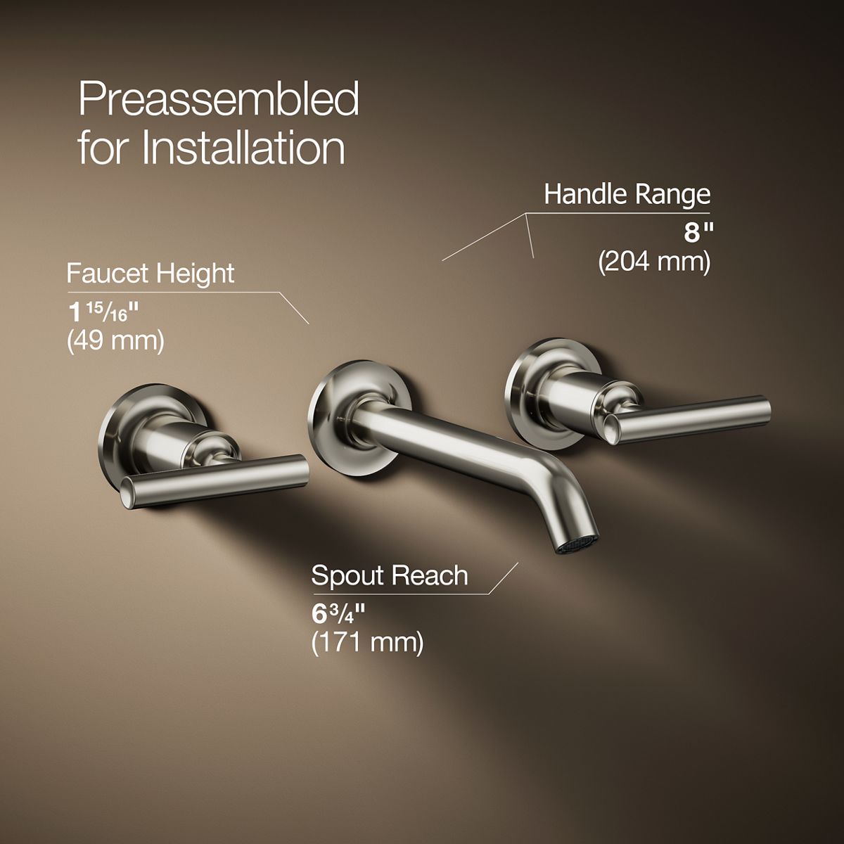 KOHLER K-T14413-4 Purist Wall-mount Bathroom Sink Faucet Trim with Lever Handles, 1.2 GPM, vibrant polished nickel - view 2