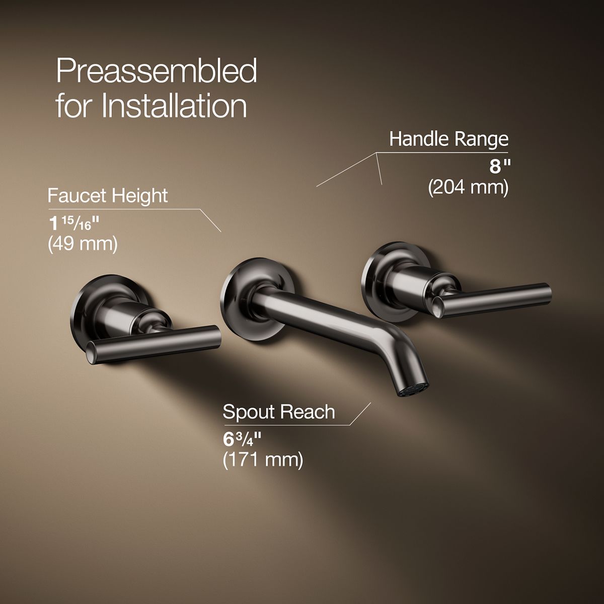 KOHLER K-T14413-4 Purist Wall-mount Bathroom Sink Faucet Trim with Lever Handles, 1.2 GPM