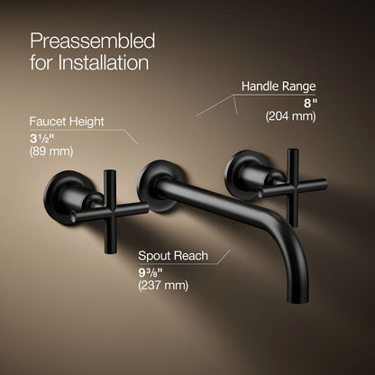 KOHLER Purist Wall-mount bathroom sink faucet trim with Cross handles, 1.2 gpm