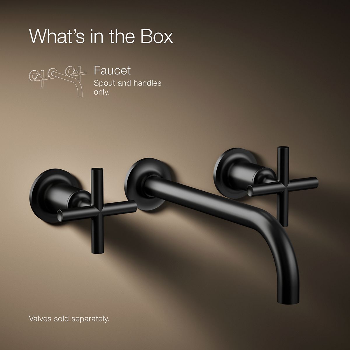 KOHLER Purist Wall-mount bathroom sink faucet trim with Cross handles, 1.2 gpm