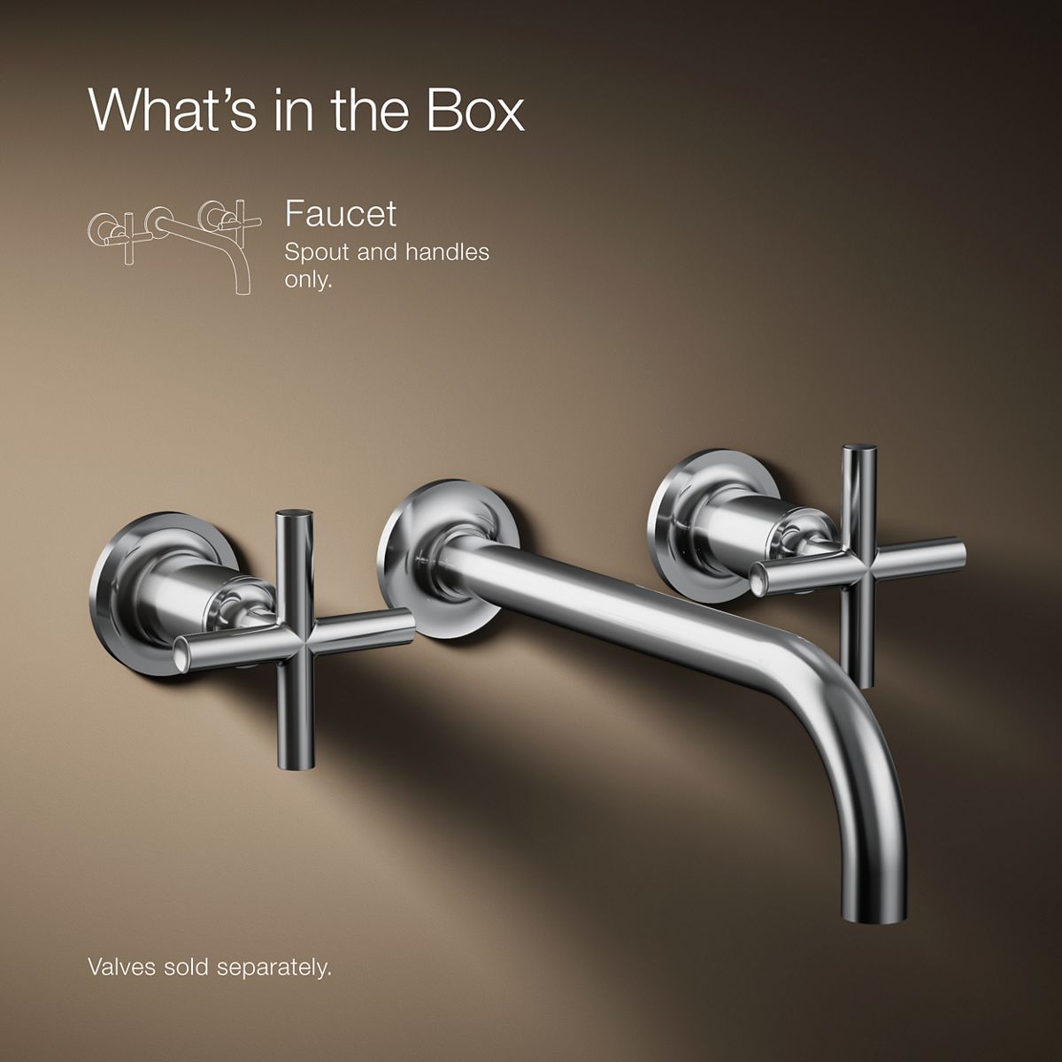 KOHLER Purist Wall-mount bathroom sink faucet trim with Cross handles, 1.2 gpm
