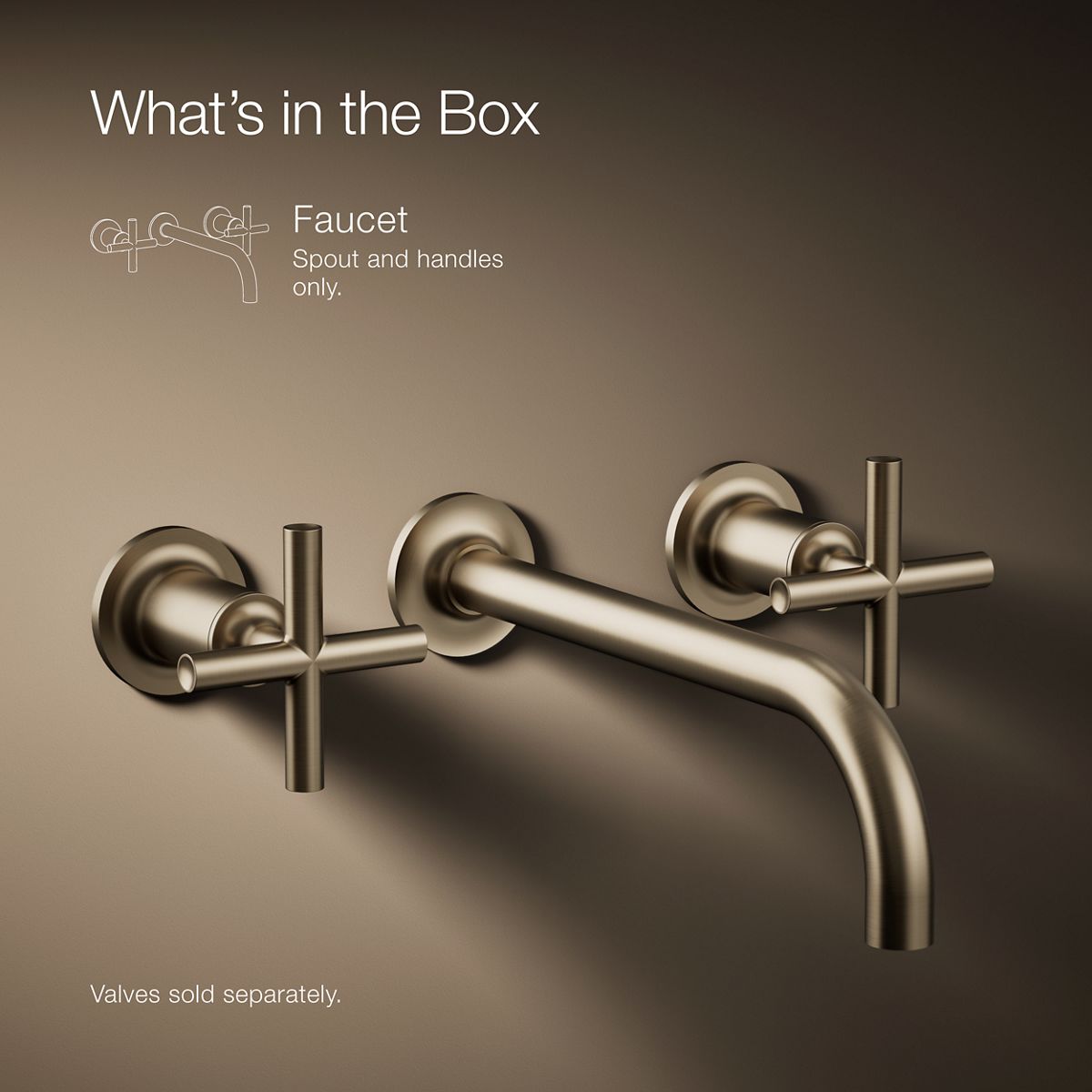 KOHLER Purist Wall-mount bathroom sink faucet trim with Cross handles, 1.2 gpm