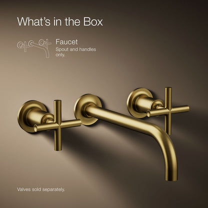 KOHLER Purist Wall-mount bathroom sink faucet trim with Cross handles, 1.2 gpm