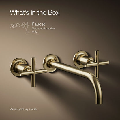 KOHLER Purist Wall-mount bathroom sink faucet trim with Cross handles, 1.2 gpm
