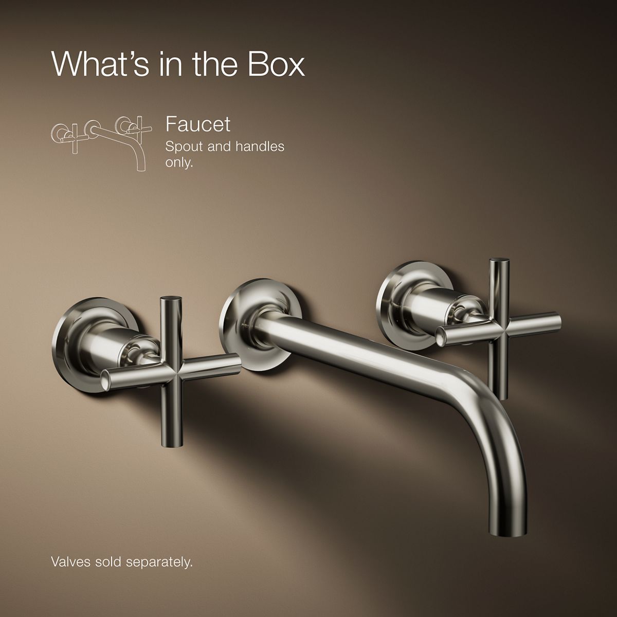 KOHLER Purist Wall-mount bathroom sink faucet trim with Cross handles, 1.2 gpm