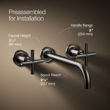 KOHLER Purist Wall-mount bathroom sink faucet trim with Cross handles, 1.2 gpm