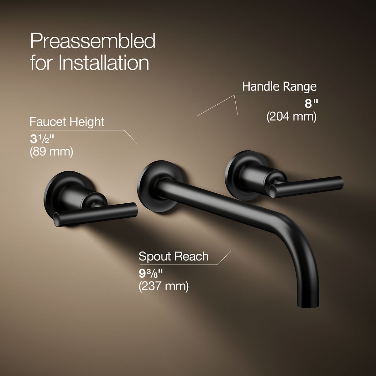 KOHLER Purist Wall-mount bathroom sink faucet trim with Lever handles, 1.2 gpm