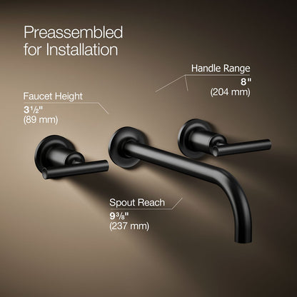 KOHLER Purist Wall-mount bathroom sink faucet trim with Lever handles, 1.2 gpm