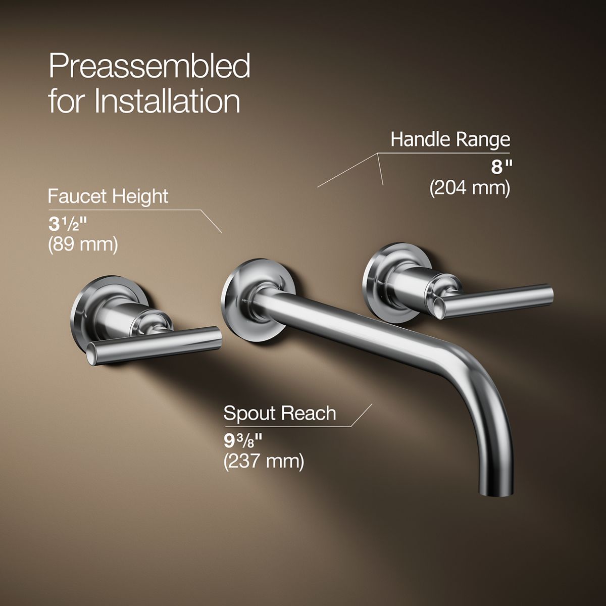 KOHLER Purist Wall-mount bathroom sink faucet trim with Lever handles, 1.2 gpm