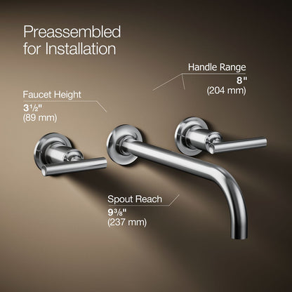 KOHLER Purist Wall-mount bathroom sink faucet trim with Lever handles, 1.2 gpm