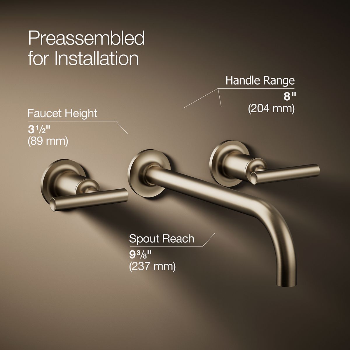 KOHLER Purist Wall-mount bathroom sink faucet trim with Lever handles, 1.2 gpm