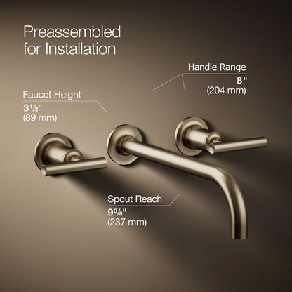 KOHLER Purist Wall-mount bathroom sink faucet trim with Lever handles, 1.2 gpm