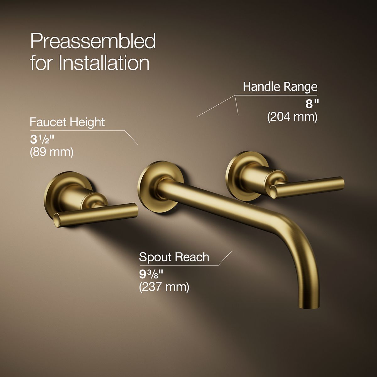 KOHLER Purist Wall-mount bathroom sink faucet trim with Lever handles, 1.2 gpm