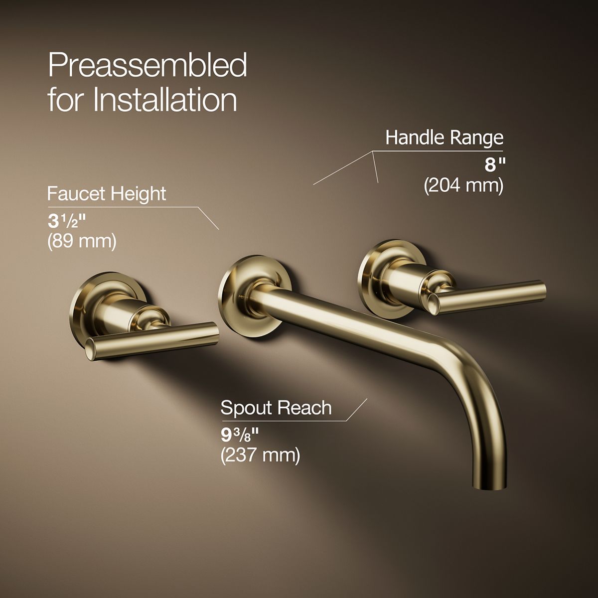 KOHLER Purist Wall-mount bathroom sink faucet trim with Lever handles, 1.2 gpm