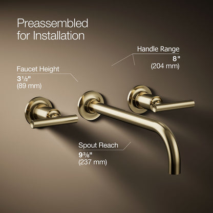 KOHLER Purist Wall-mount bathroom sink faucet trim with Lever handles, 1.2 gpm