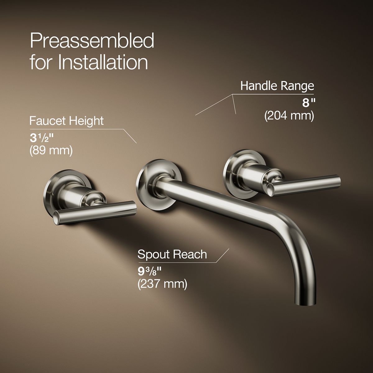 KOHLER Purist Wall-mount bathroom sink faucet trim with Lever handles, 1.2 gpm