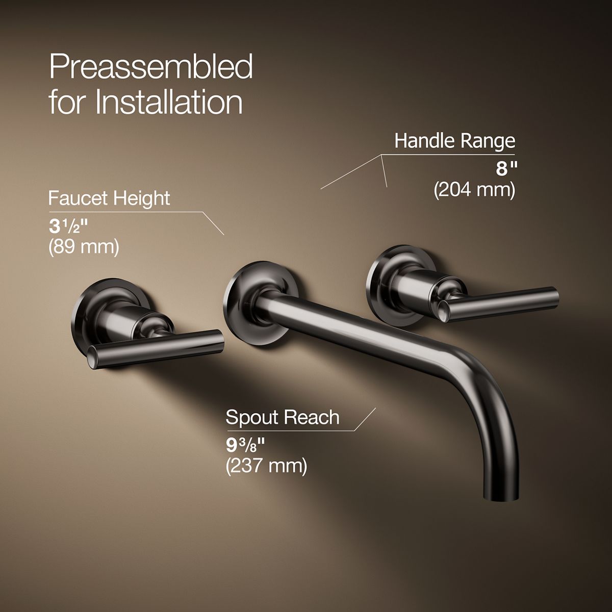 KOHLER Purist Wall-mount bathroom sink faucet trim with Lever handles, 1.2 gpm