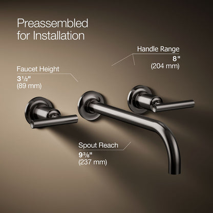 KOHLER Purist Wall-mount bathroom sink faucet trim with Lever handles, 1.2 gpm