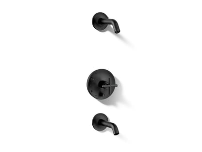 KOHLER Purist Rite-Temp bath and shower trim kit with push-button diverter and cross handle, without showerhead