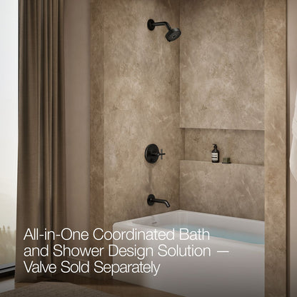 KOHLER Purist Rite-Temp bath and shower trim kit with push-button diverter and cross handle, without showerhead