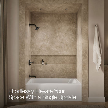 KOHLER Purist Rite-Temp bath and shower trim kit with push-button diverter and cross handle, without showerhead