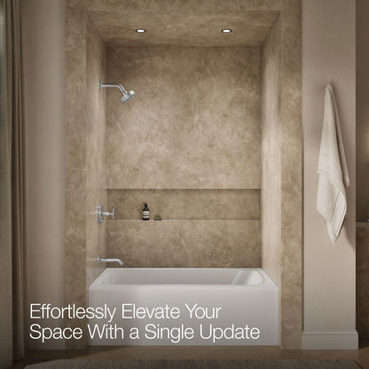 KOHLER Purist Rite-Temp bath and shower trim kit with push-button diverter and cross handle, without showerhead